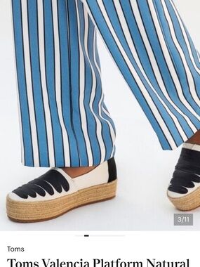 TOMS Black & Cream Scalloped Slip-On Espadrilles